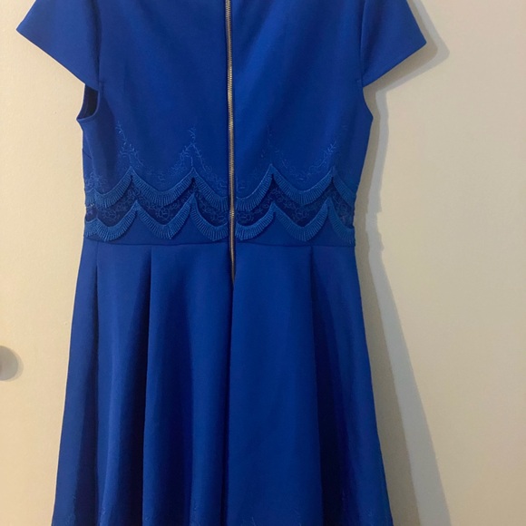 Ted Baker Rehanna Dress Womens Size 3 Blue Lace Scalloped Hem Fit Flare Dress - Picture 9 of 10